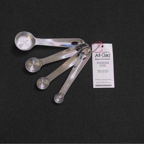 All Clad Heavy Gauge Stainless Steel Measuring Spoons w/ Engraved Handles - Picture 1 of 2